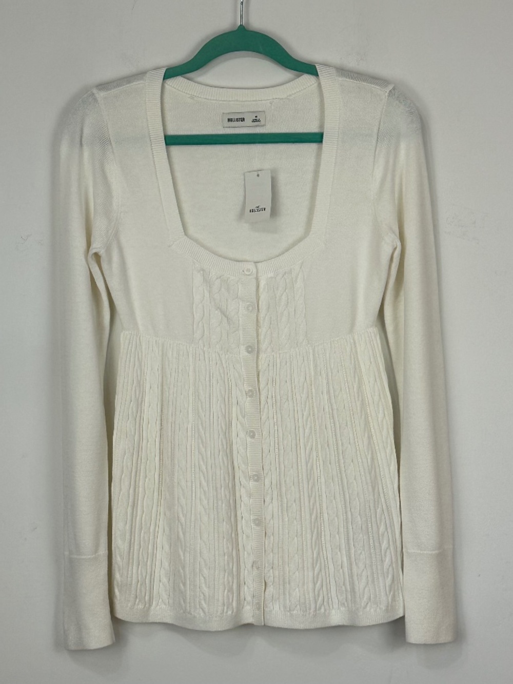 NWT Hollister Y2K White Babydoll Vintage Sweater M 90's Retro